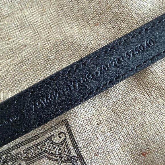 NEW Gucci Buckle Thin Leather Belt Women\'s Black 70 cm 100% Authentic